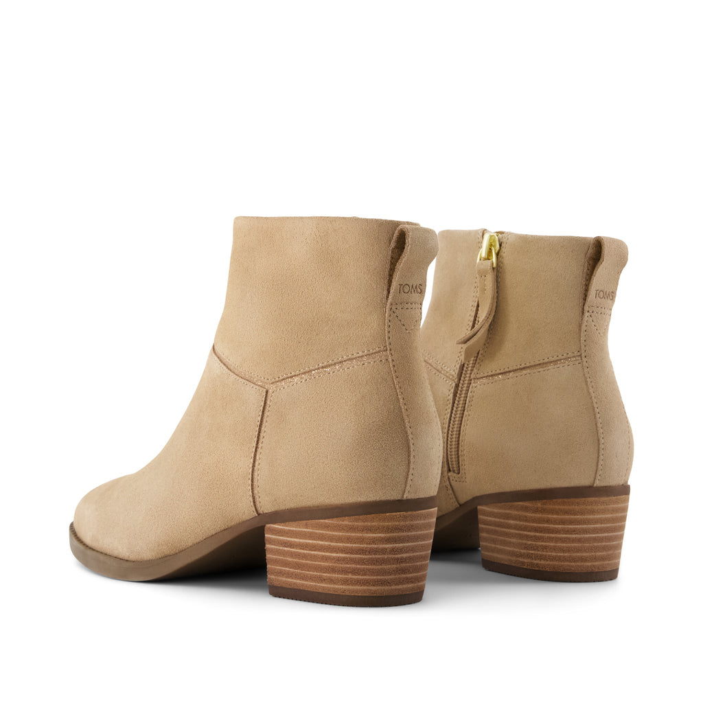 Elia Ankle Boot - Water Resistant Taupe Suede Back View