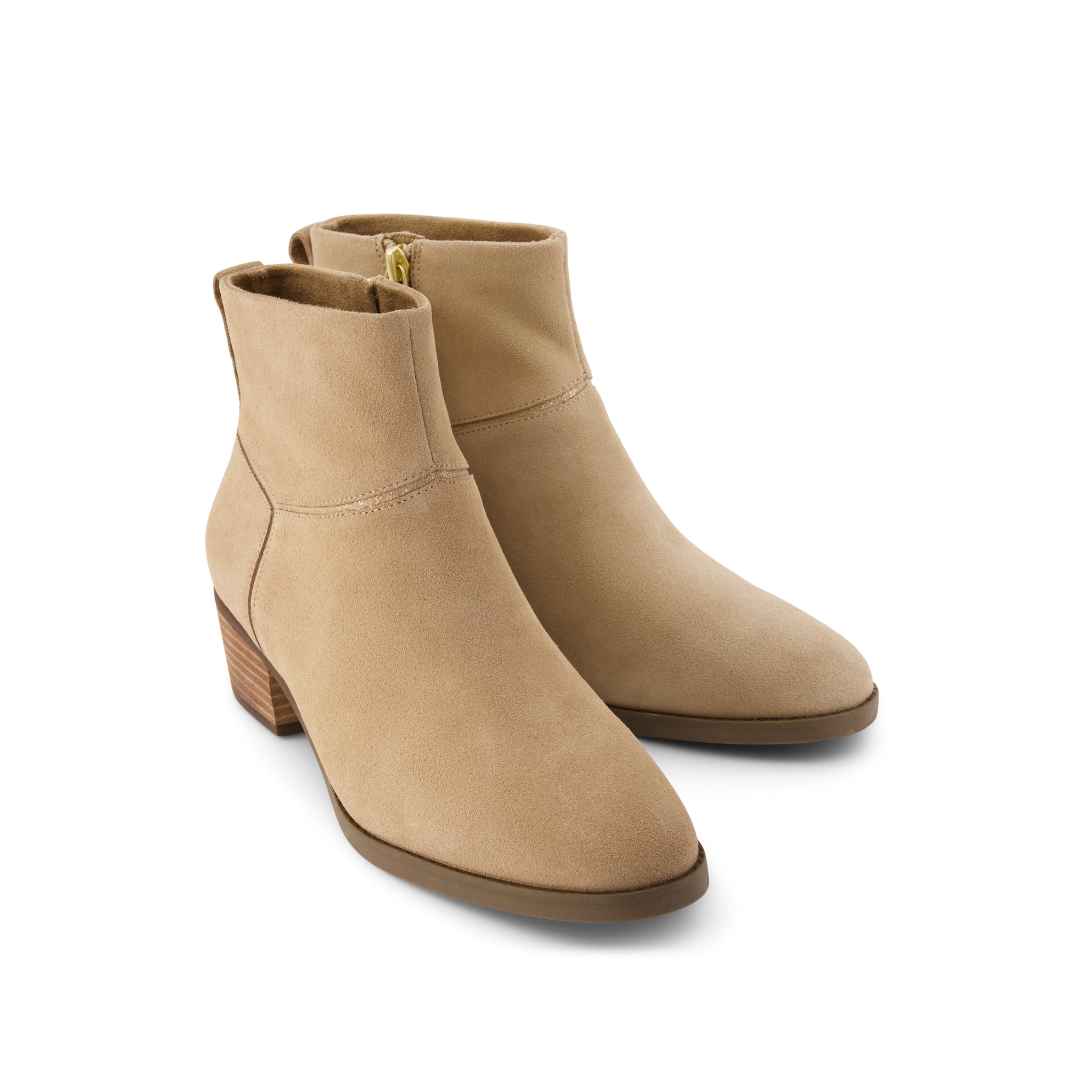 Elia Ankle Boot - Water Resistant Taupe Suede Front View