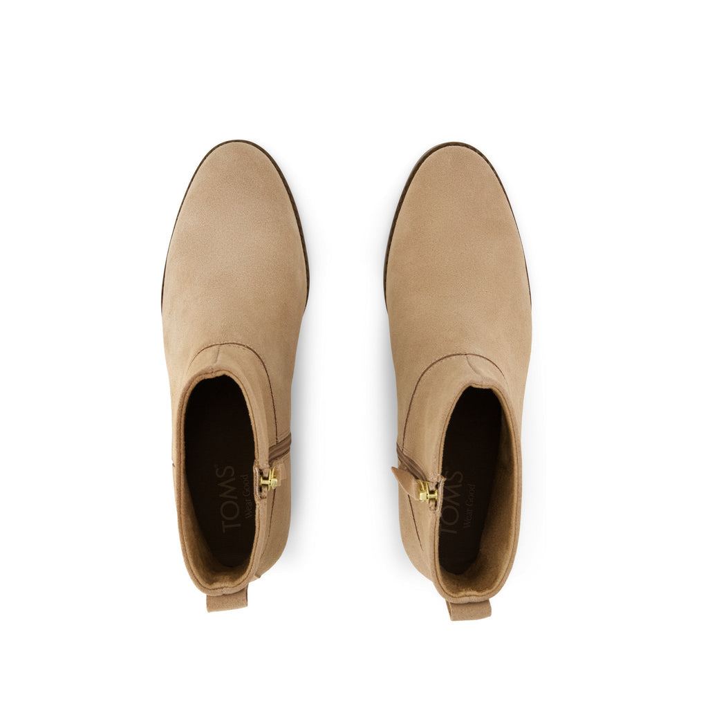 Elia Ankle Boot - Water Resistant Taupe Suede Top View