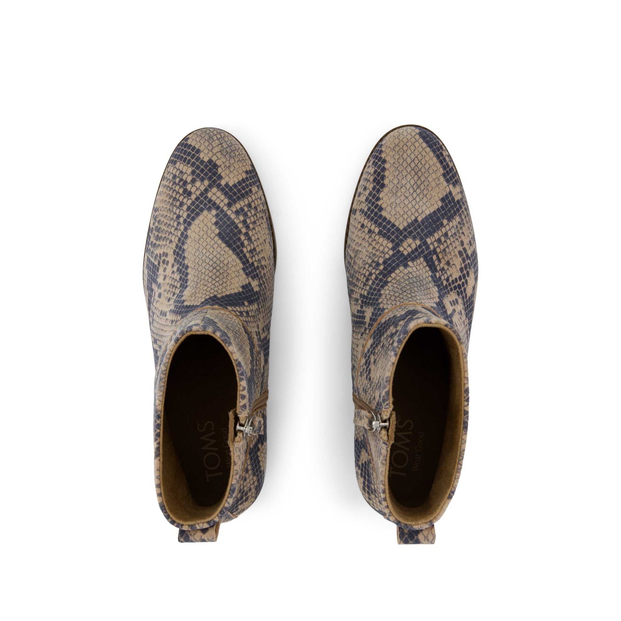 Elia Ankle Boot - Taupe Snake Print Suede Top View
