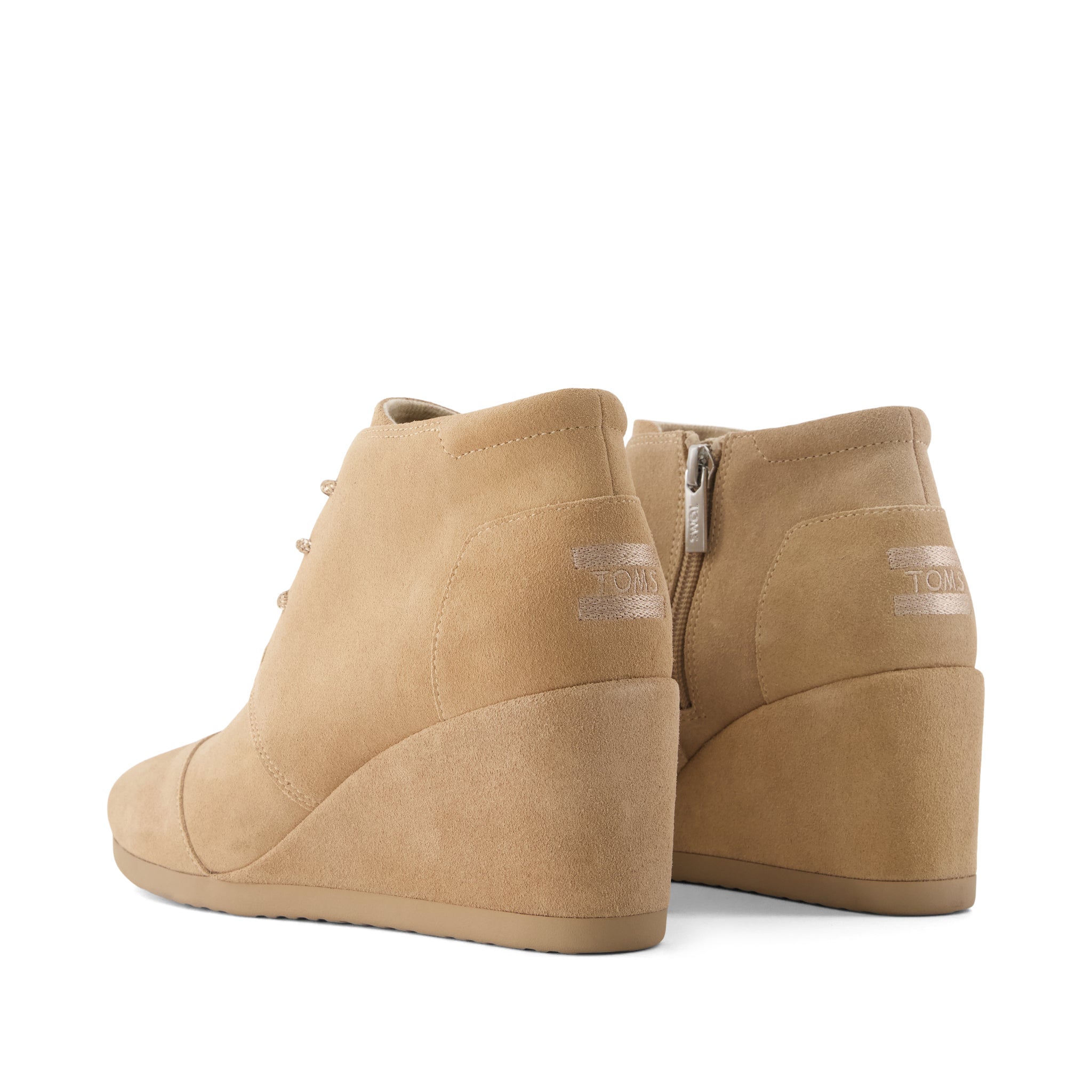 Desert Wedge Ankle Bootie - Taupe Suede Back View