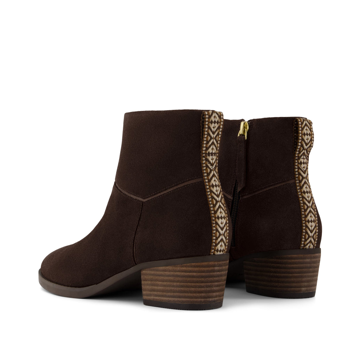 Elia Ankle Boot - Water Resistant Chocolate Brown Suede Back View