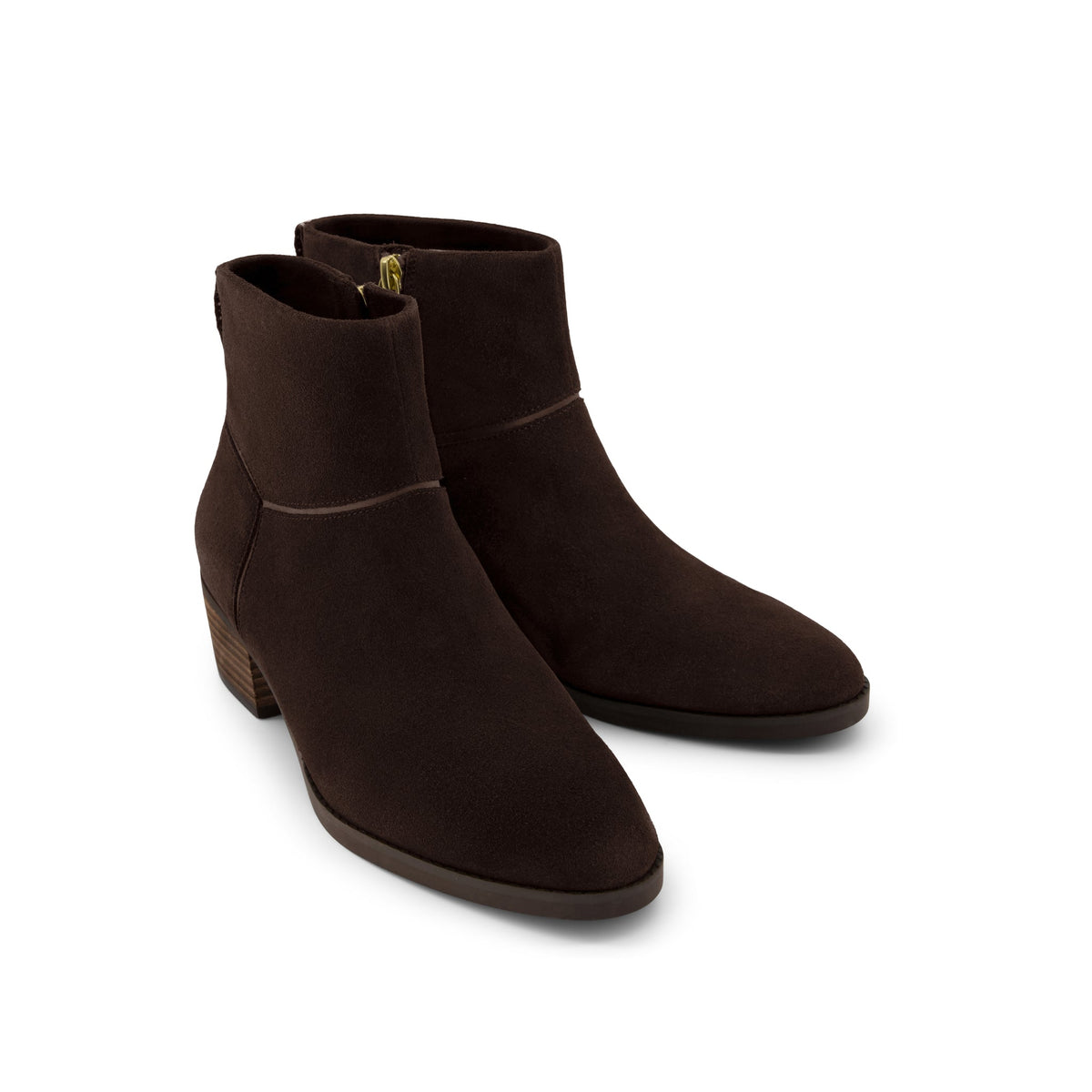 Elia Ankle Boot - Water Resistant Chocolate Brown Suede Front View