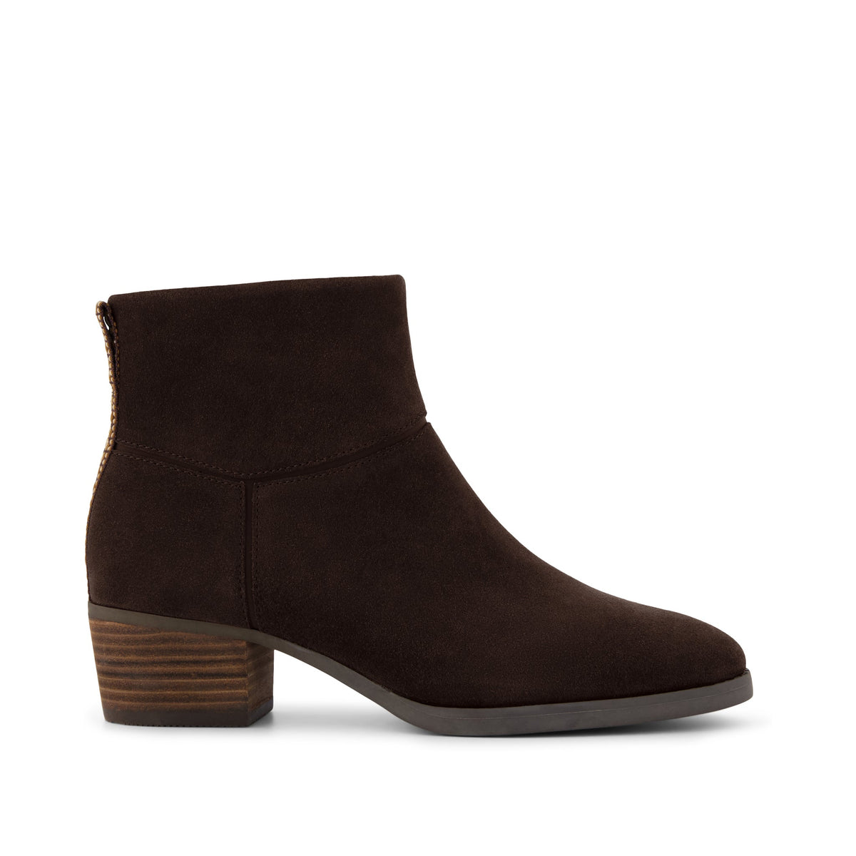 Elia Ankle Boot - Water Resistant Chocolate Brown Suede Side View