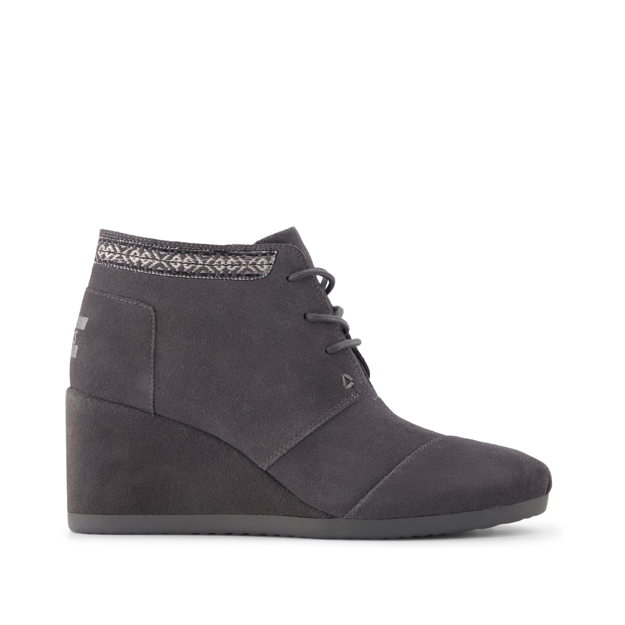 Desert Wedge Ankle Bootie - Forged Iron Suede Side View