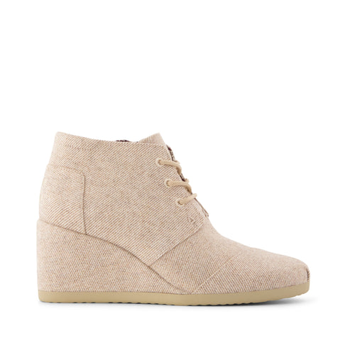 Desert Wedge Ankle Bootie - Natural Shimmer Twill Side View