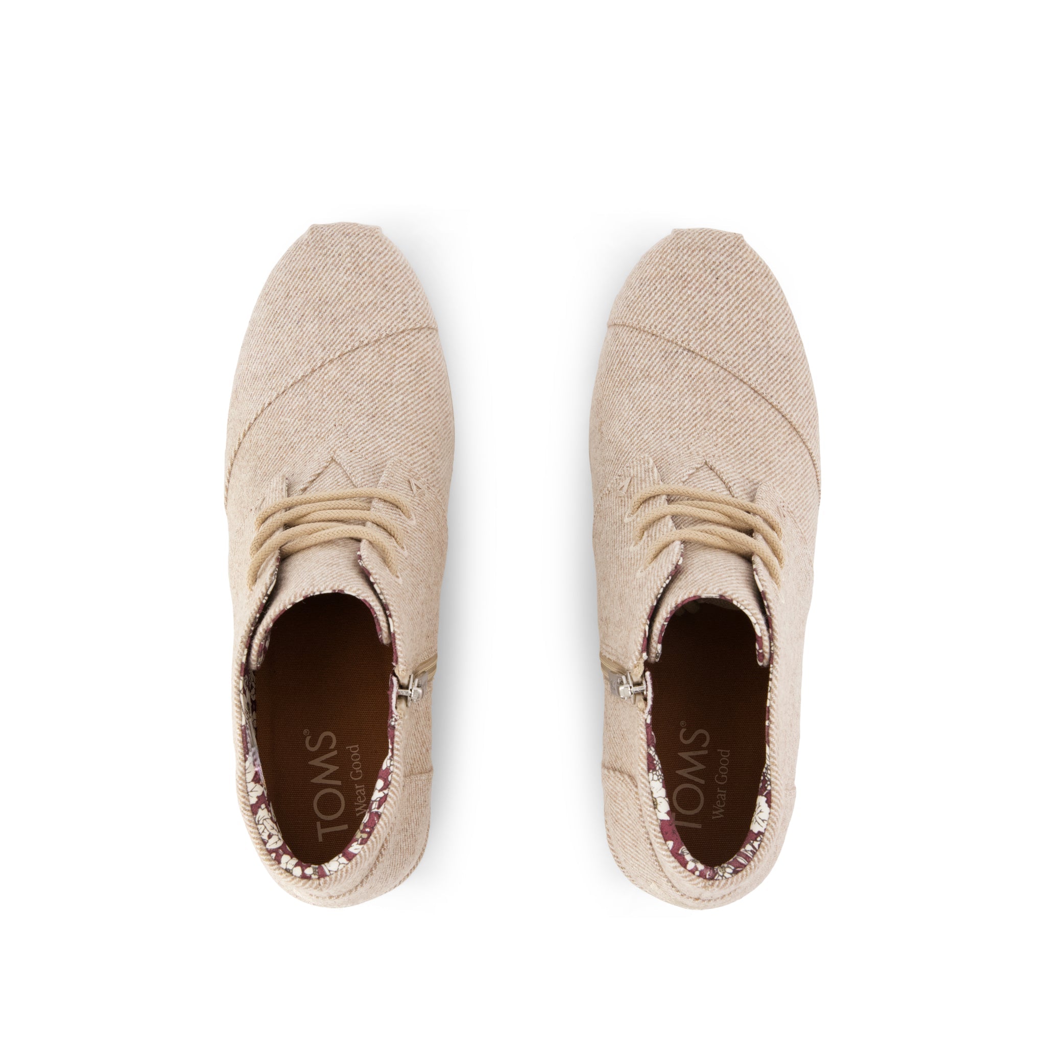 Desert Wedge Ankle Bootie - Natural Shimmer Twill Top View