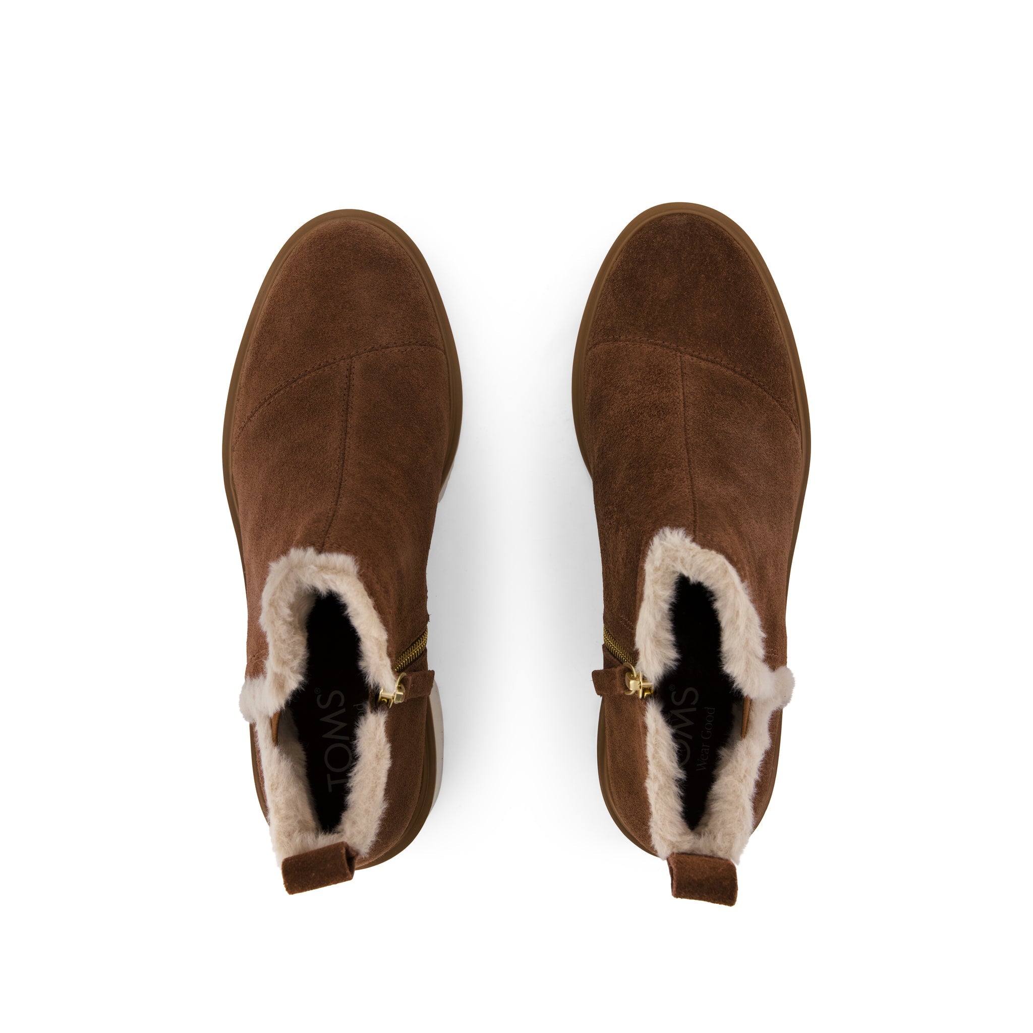 Maude Wedge Boot - Hot Cocoa Suede w/ Faux Fur Top View