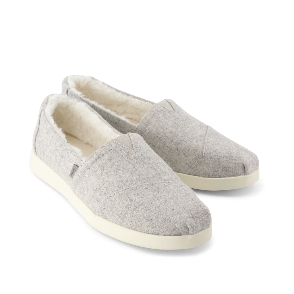 Alpargata Plus - Light Grey Heathered Tweed w/ Faux Fur Front View
