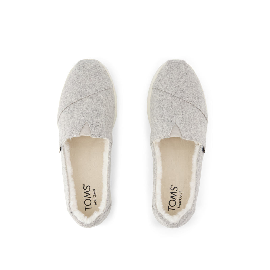 Alpargata Plus - Light Grey Heathered Tweed w/ Faux Fur Top View