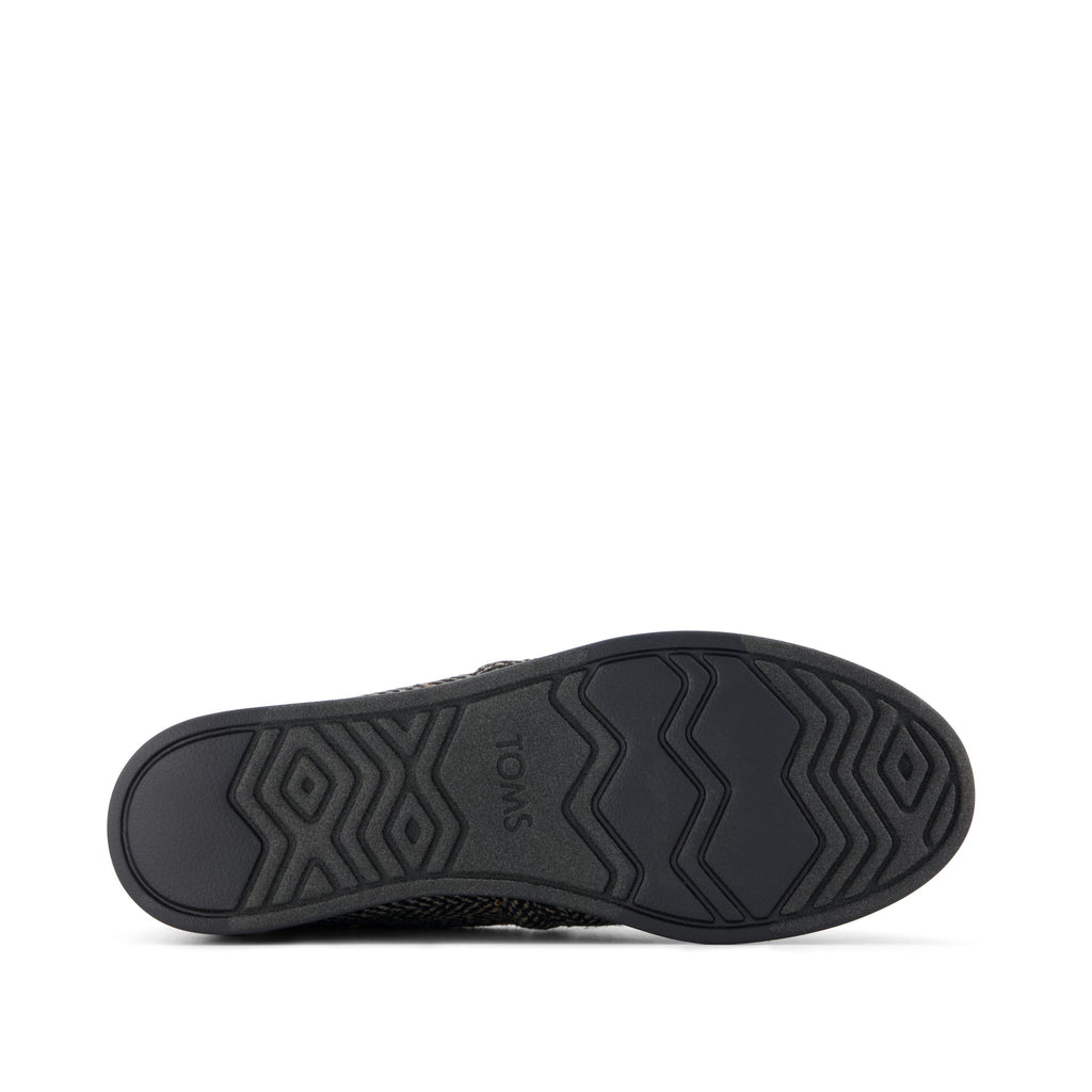 Alpargata Plus - Black Sequin Herringbone w/ Faux Fur Bottom Sole View