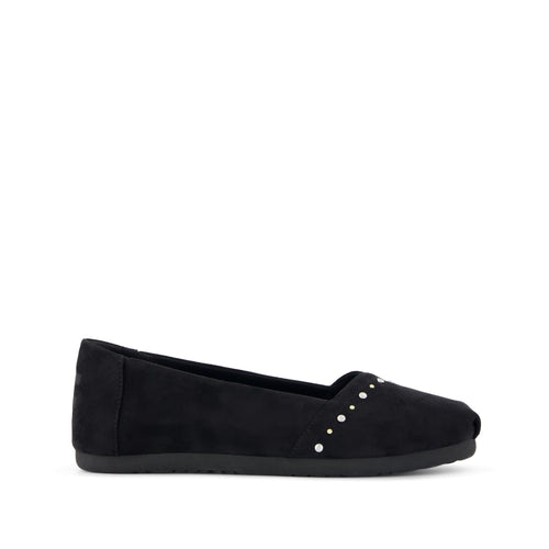 Alpargata Ballet Flat - Black Microsuede Side View