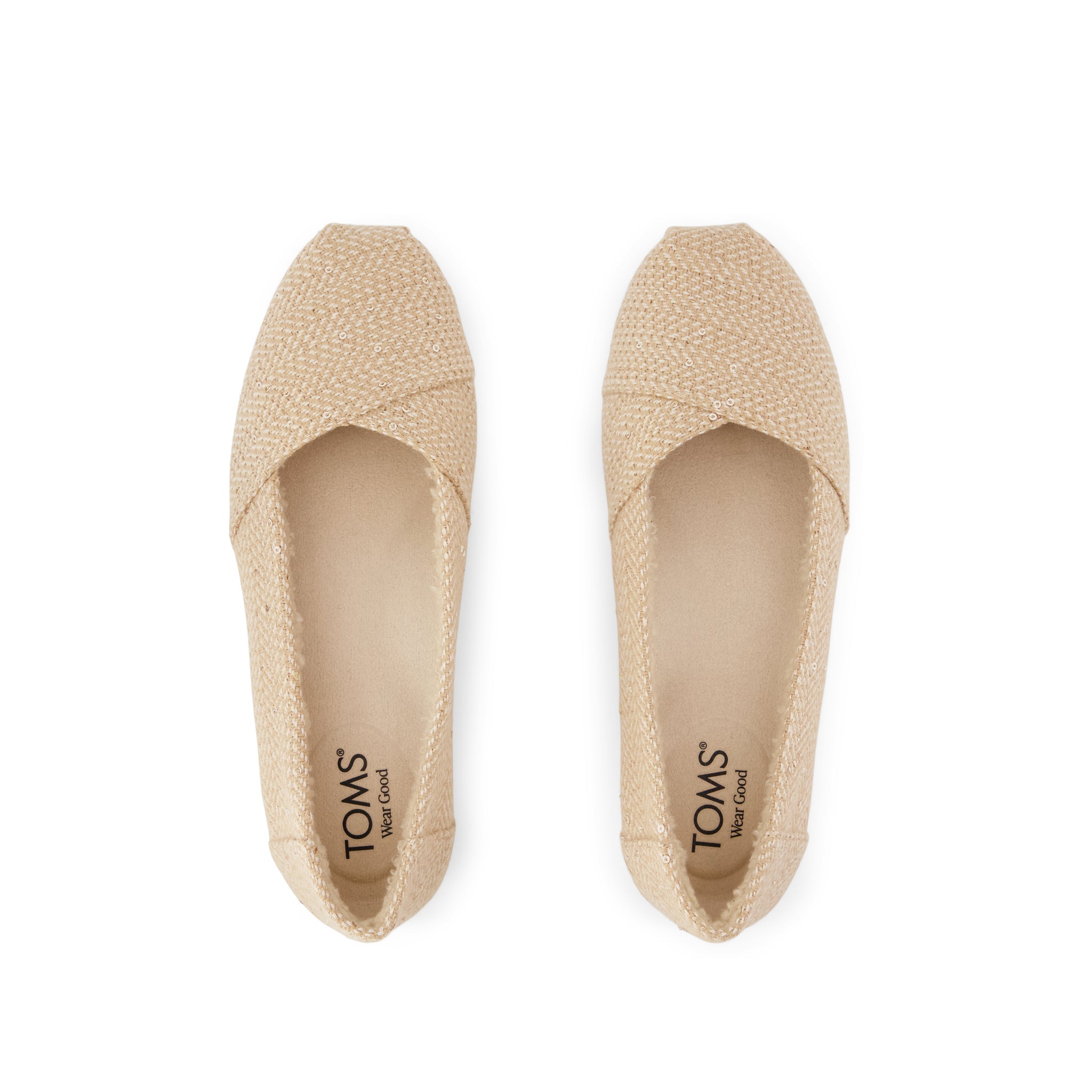 Alpargata Ballet Flat - Oatmeal Sequin Herringbone w/ Faux Shearling Top View