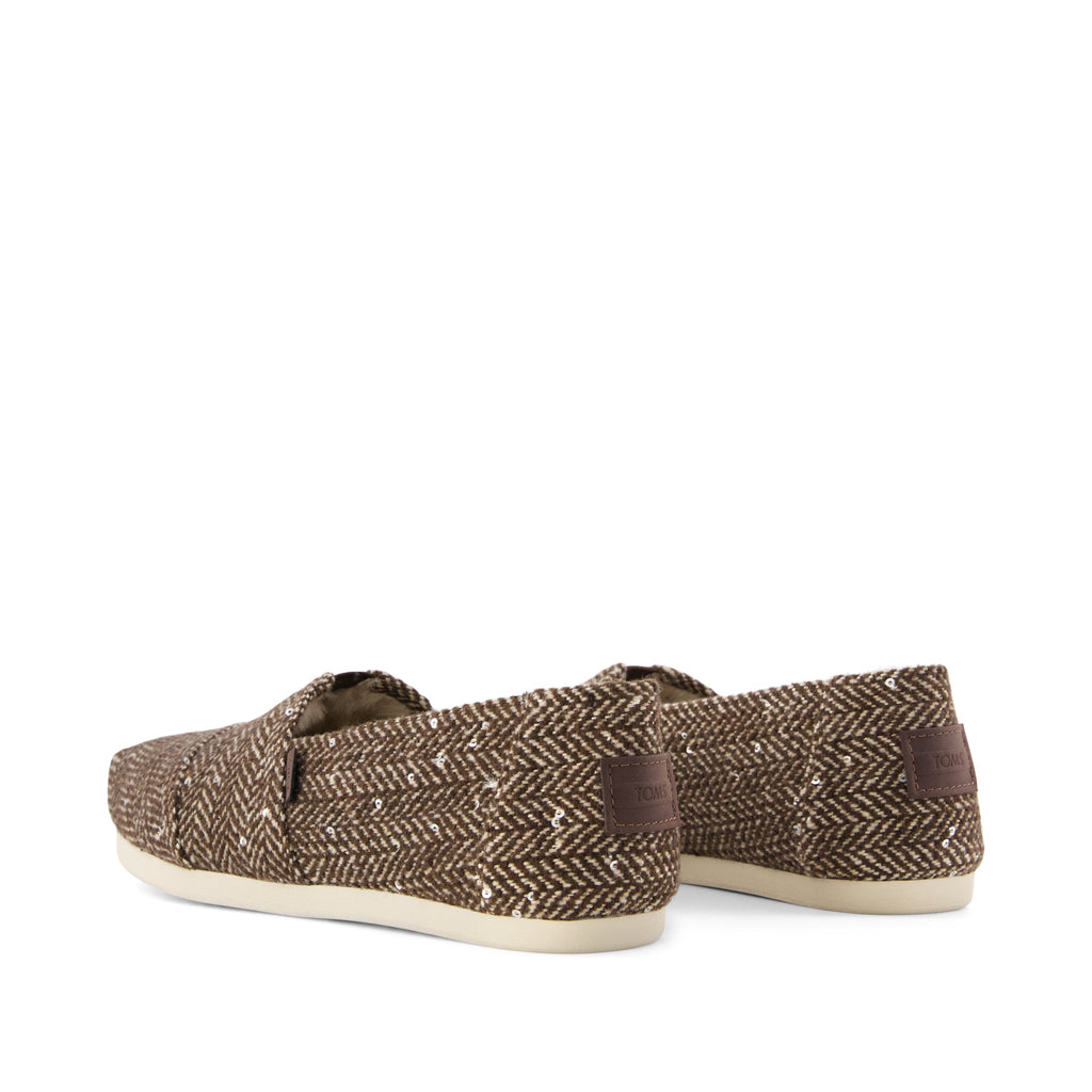 Alpargata Classic - Hot Cocoa Sequin Herringbone w/ Faux Fur Back View