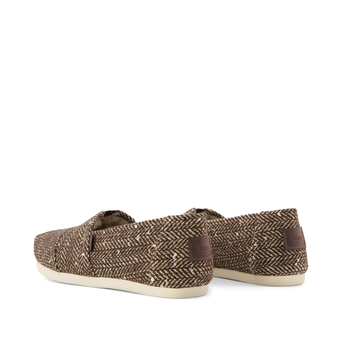 Alpargata Classic - Hot Cocoa Sequin Herringbone w/ Faux Fur Back View