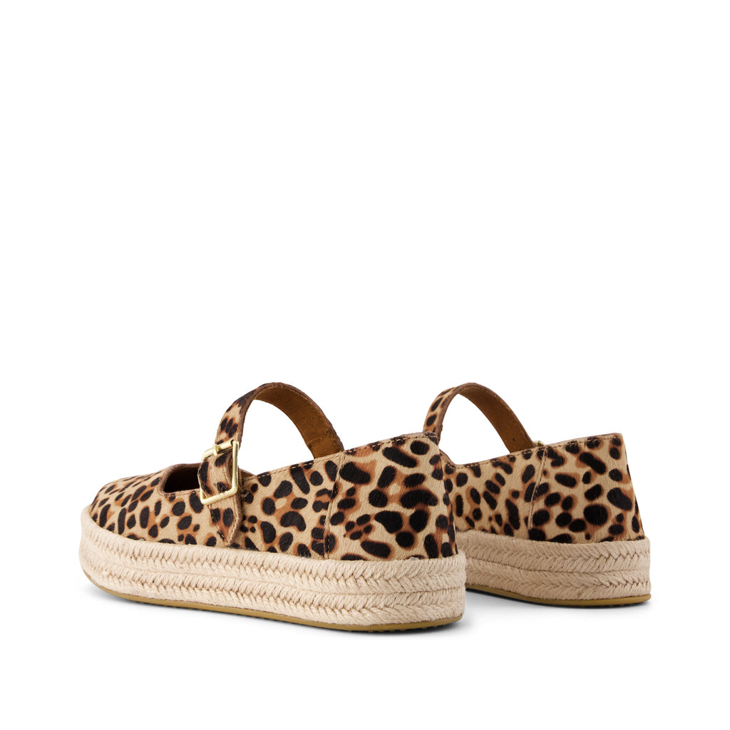 Carolina Mary Jane Espadrille - Brown Sugar Leopard Print Hair Back View