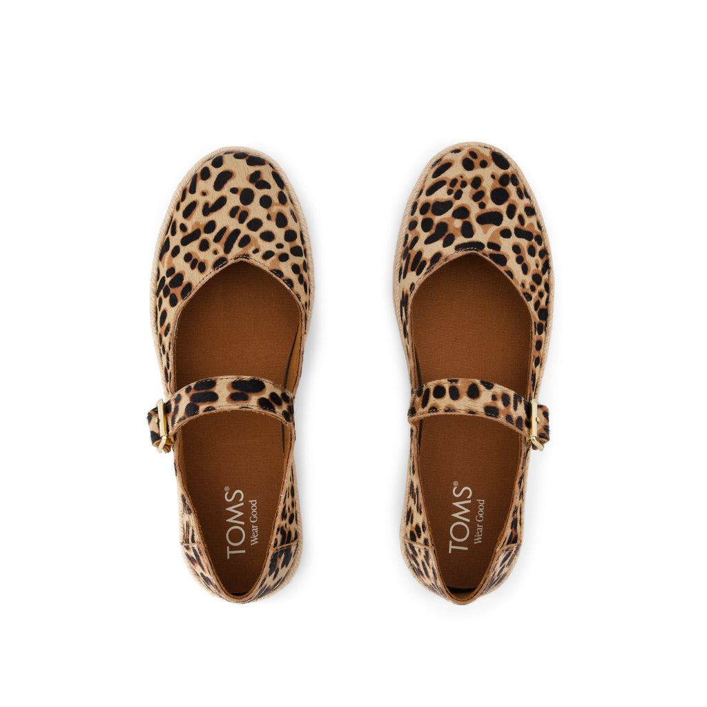 Carolina Mary Jane Espadrille - Brown Sugar Leopard Print Hair Top View