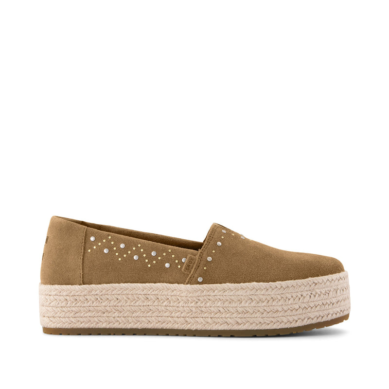 Valencia Platform Espadrille - Toffee Suede Side View