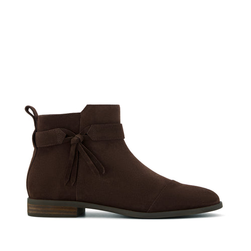 Stacey Ankle Bootie - Chocolate Brown Suede Side View