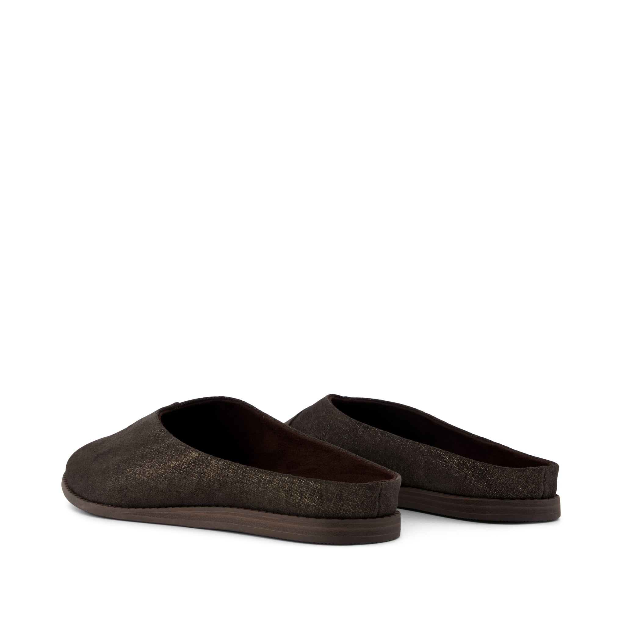 Amelia Mule - Chocolate Brown Metallic Suede Back View