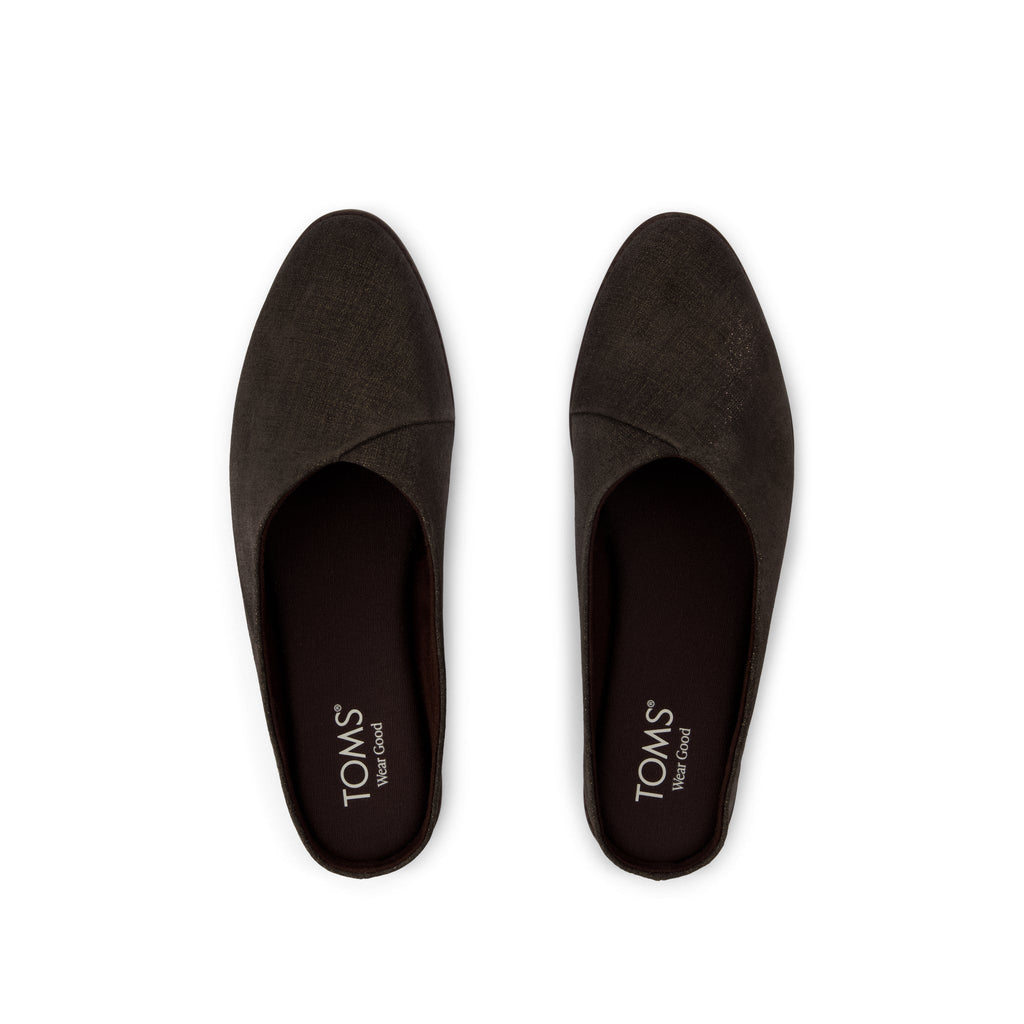 Amelia Mule - Chocolate Brown Metallic Suede Top View
