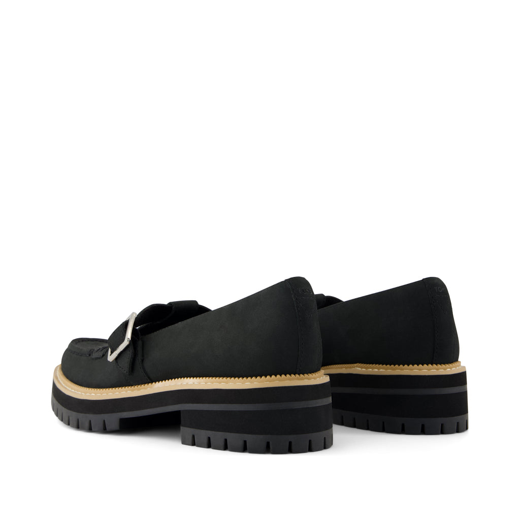 Cara Mary Jane Loafer - Black Nubuck Leather Back View
