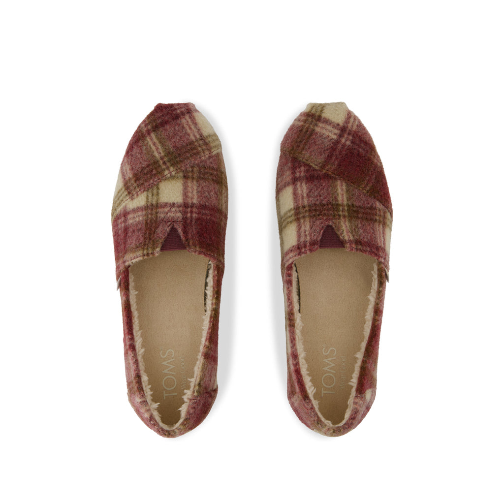 Alpargata Classic - Burgundy Cozy Plaid  Top View