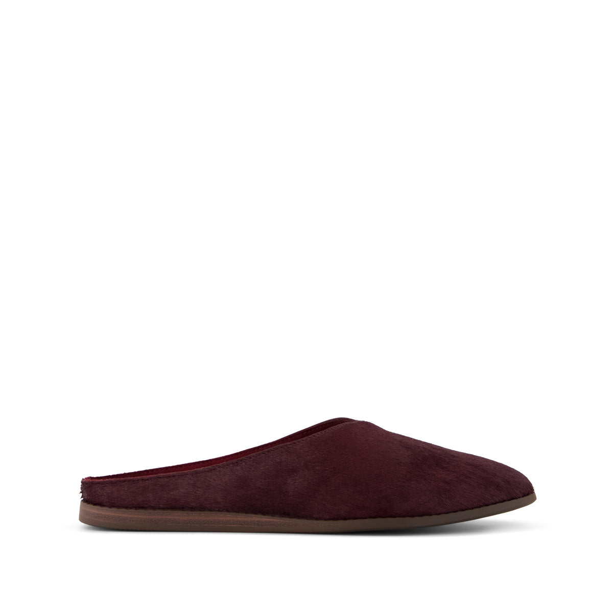 Amelia Mule - Dark Burgundy Hair Leather Side View