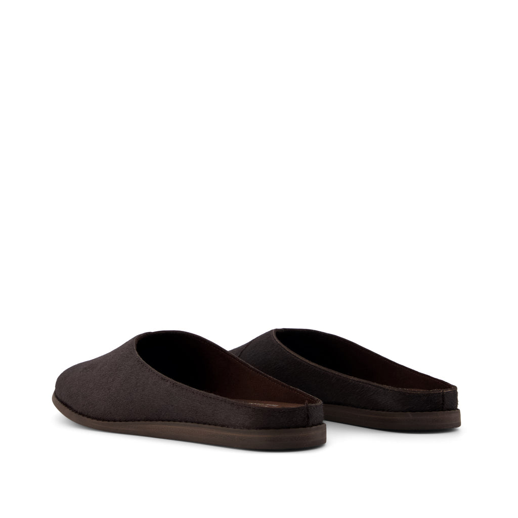 Amelia Mule - Chocolate Brown Hair Leather Back View