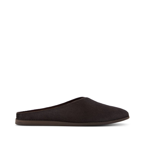Amelia Mule - Chocolate Brown Hair Leather Side View