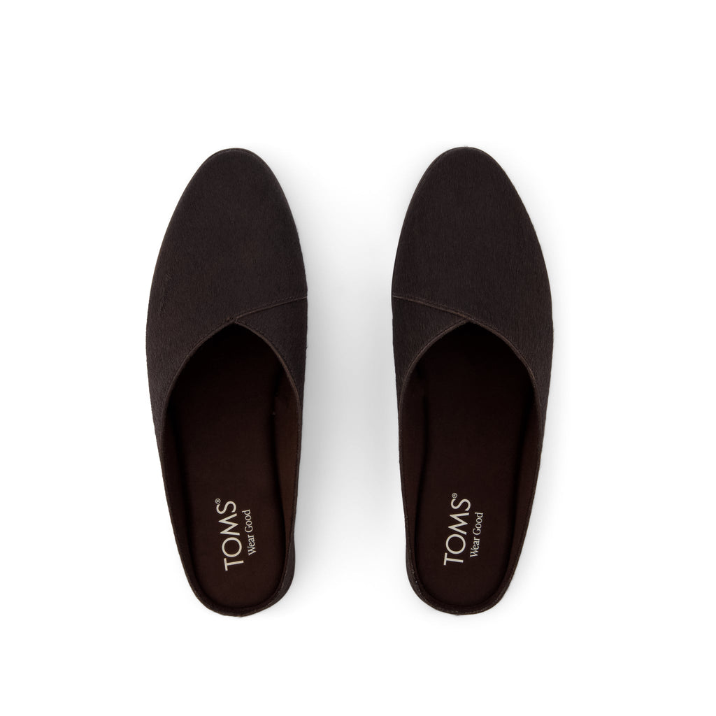 Amelia Mule - Chocolate Brown Hair Leather Top View