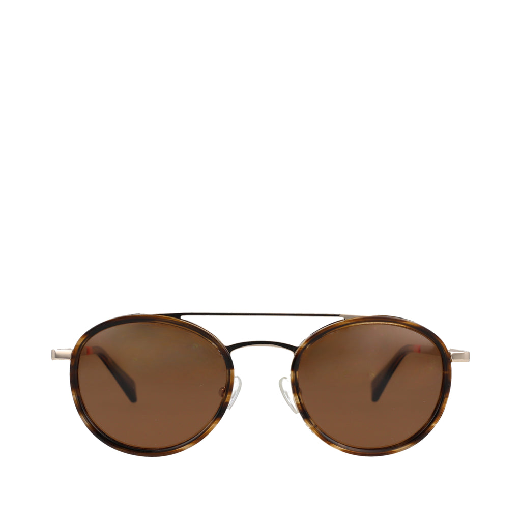 Sol Handcrafted Sunglasses - Gold-Brown Front View