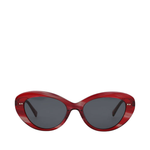 Luna Handcrafted Sunglasses - Striped Pomegranate-Grey Front View