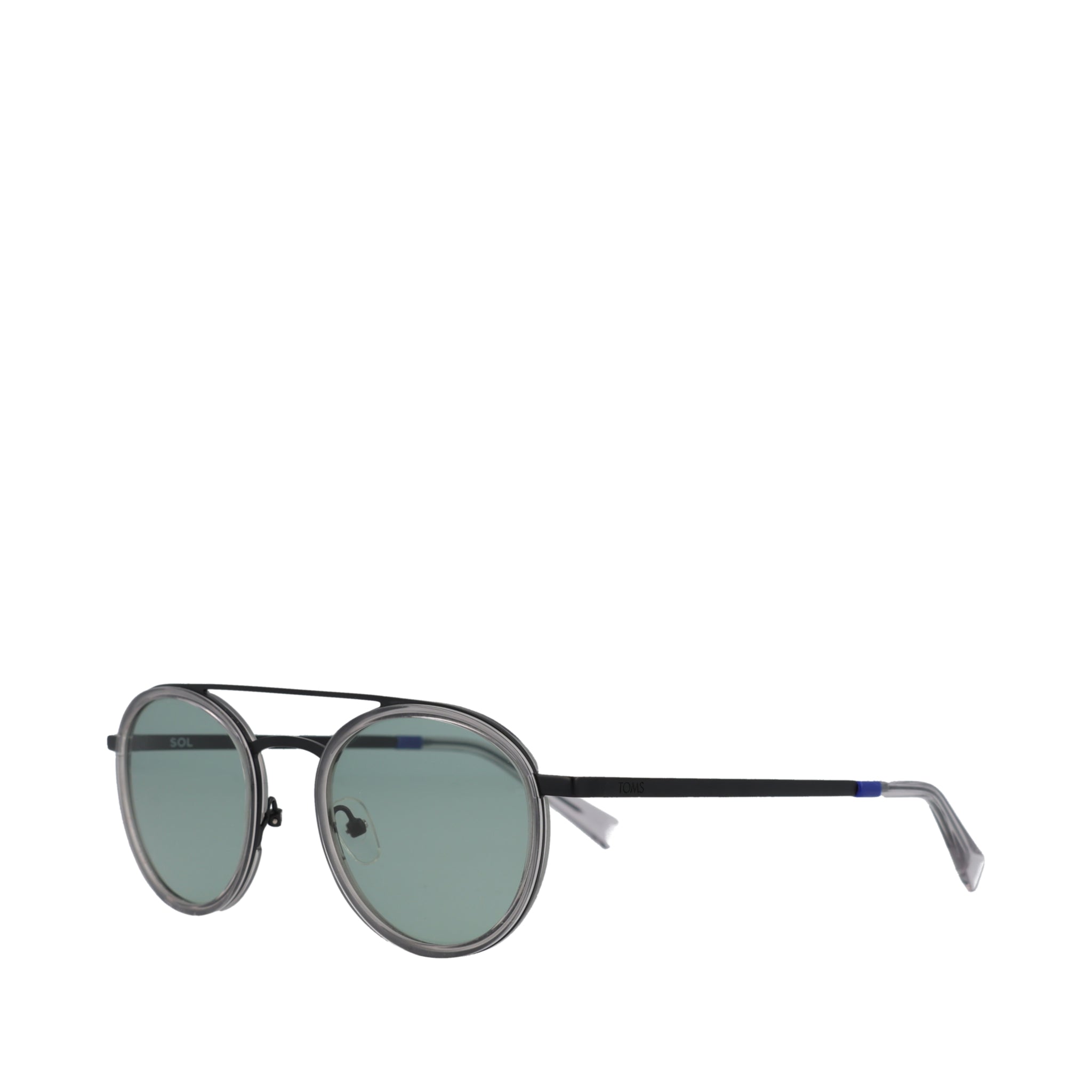 Sol Handcrafted Sunglasses - Silver-Grey Side Angle View