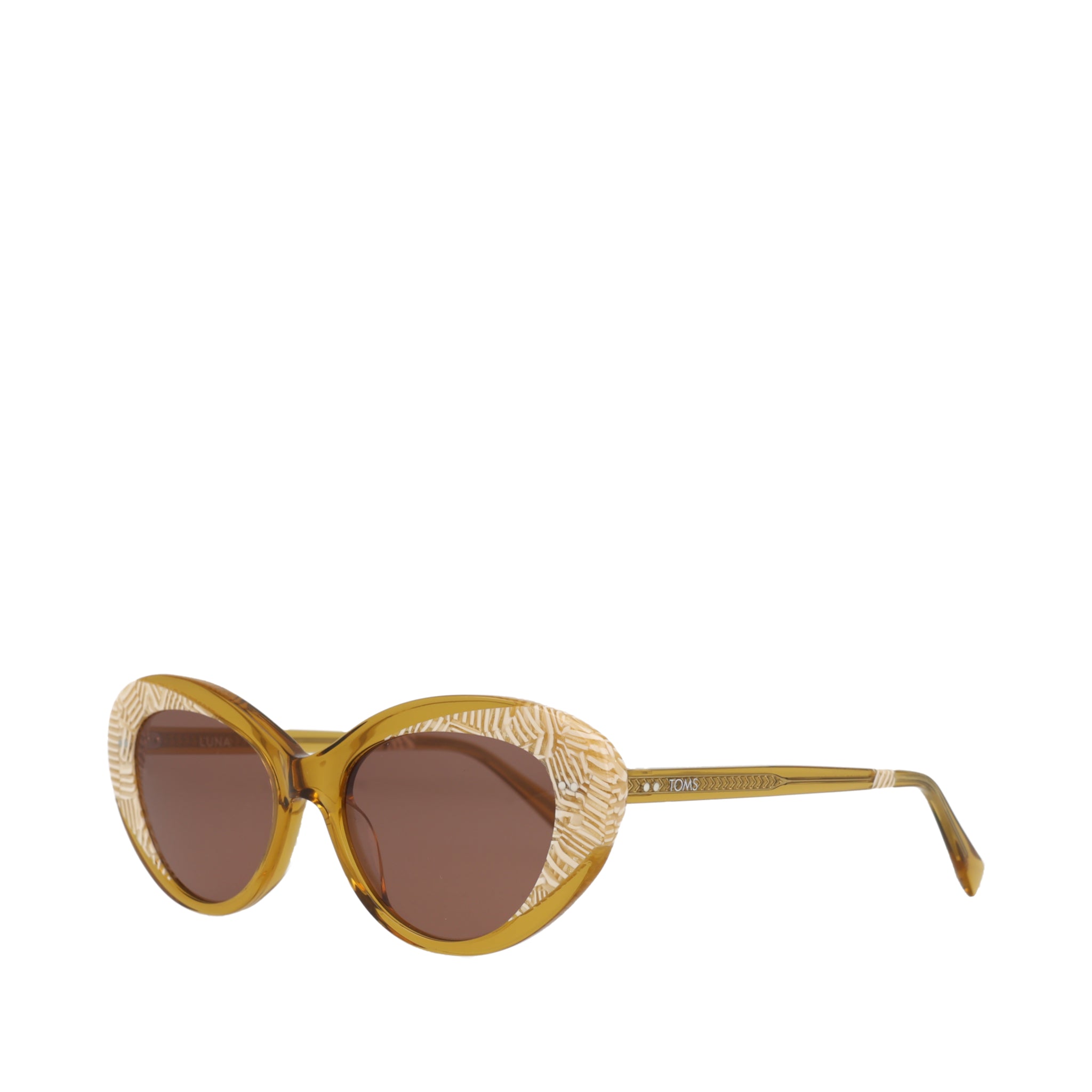 Luna Handcrafted Sunglasses - Striped Sunflower-Brown Side Angle View