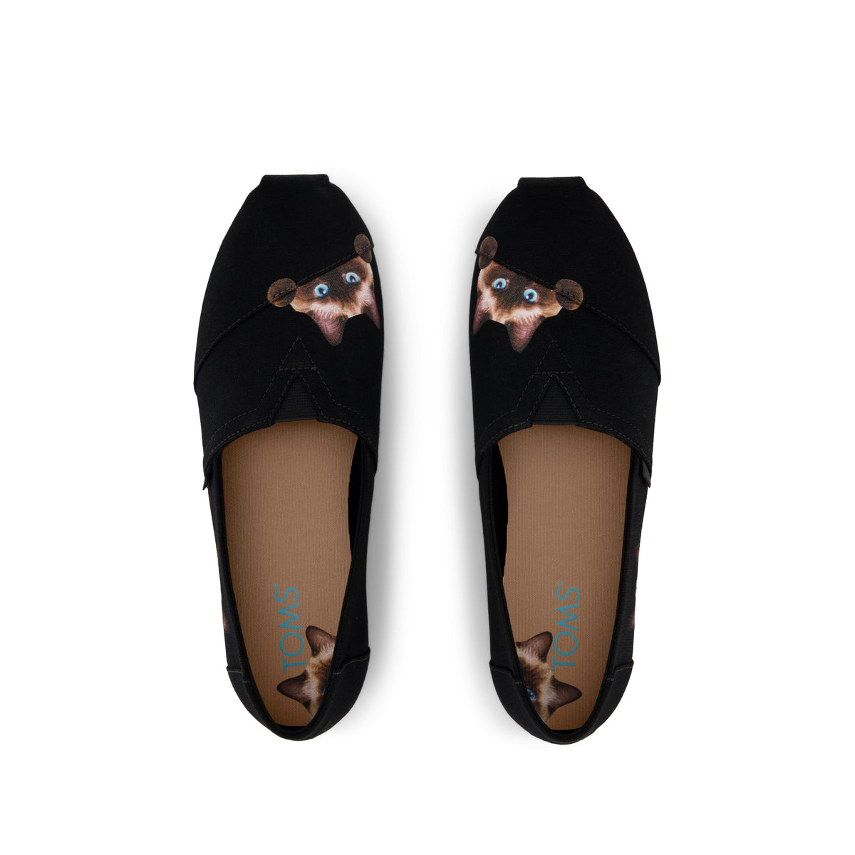 Alpargata Classic - Black Recycled Canvas Cat Print Top View