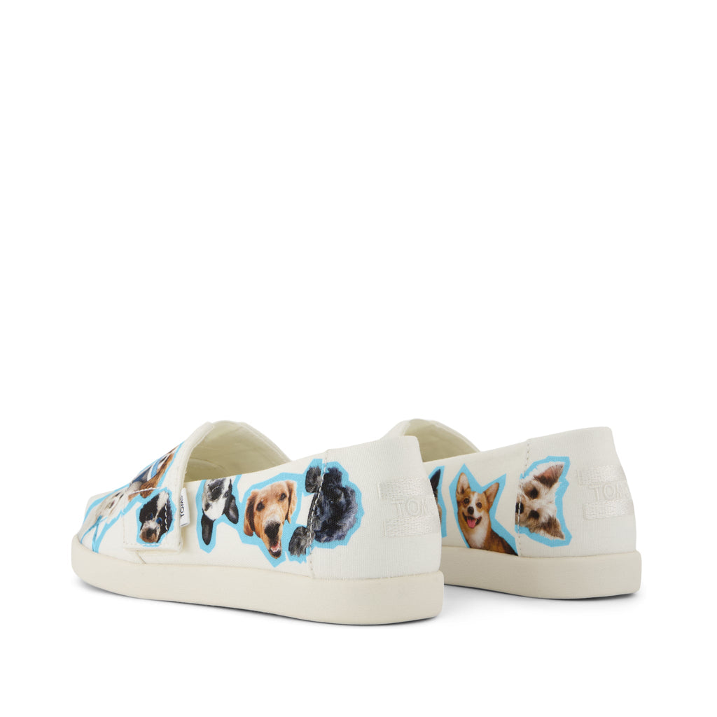 Alpargata Classic Kids Shoe - Egret Recycled Canvas Dogs Print Back View