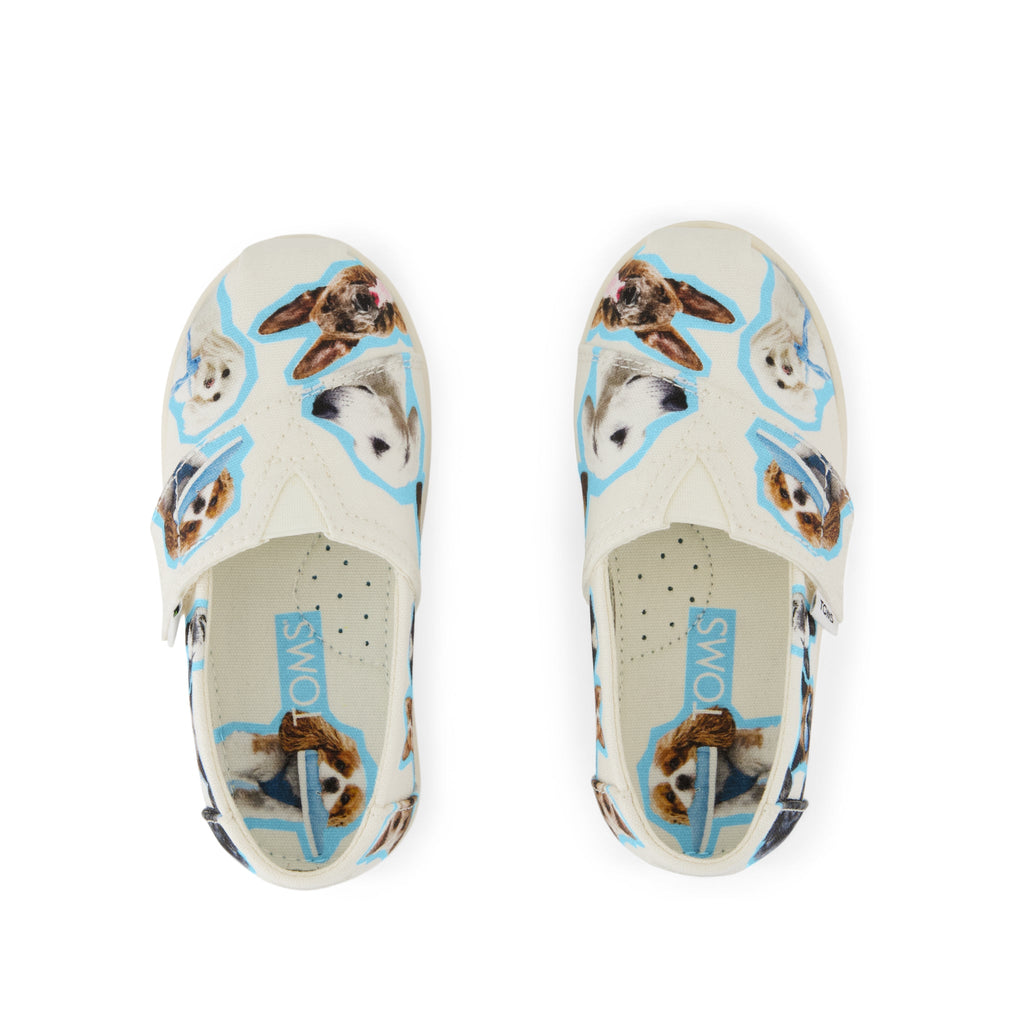 Alpargata Classic Toddler Shoe - Egret Recycled Canvas Dogs Print Top View