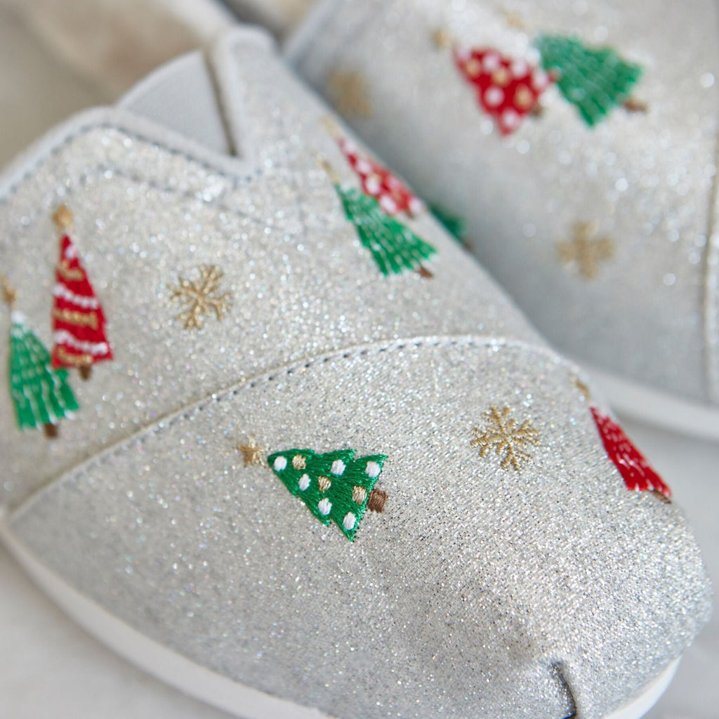 Womens Alpargata Classic Silver Christmas Tree Embroidery