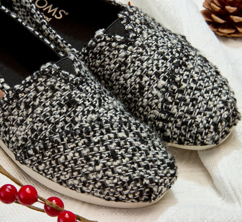 Laydown image of the Black Marled Boucle Womens Alpargata