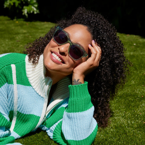 Women's Margot Jade Handcrafted Sunglasses model image