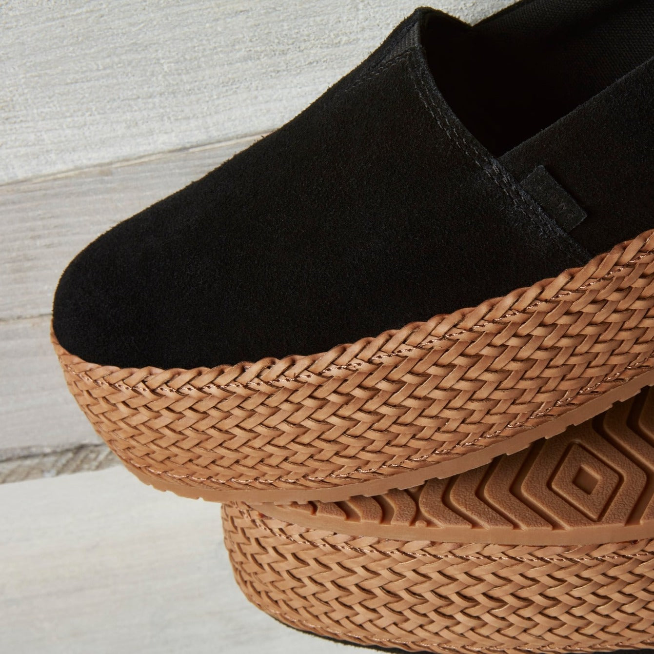 Valencia Black Suede Espadrille Platform Espadrille