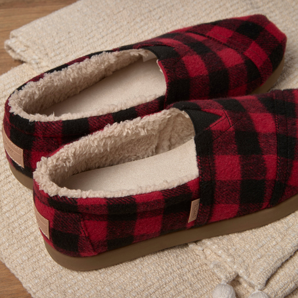 Men's Alp FWD in Red Cozy Buffalo Plaid with Faux Shearling Laydown