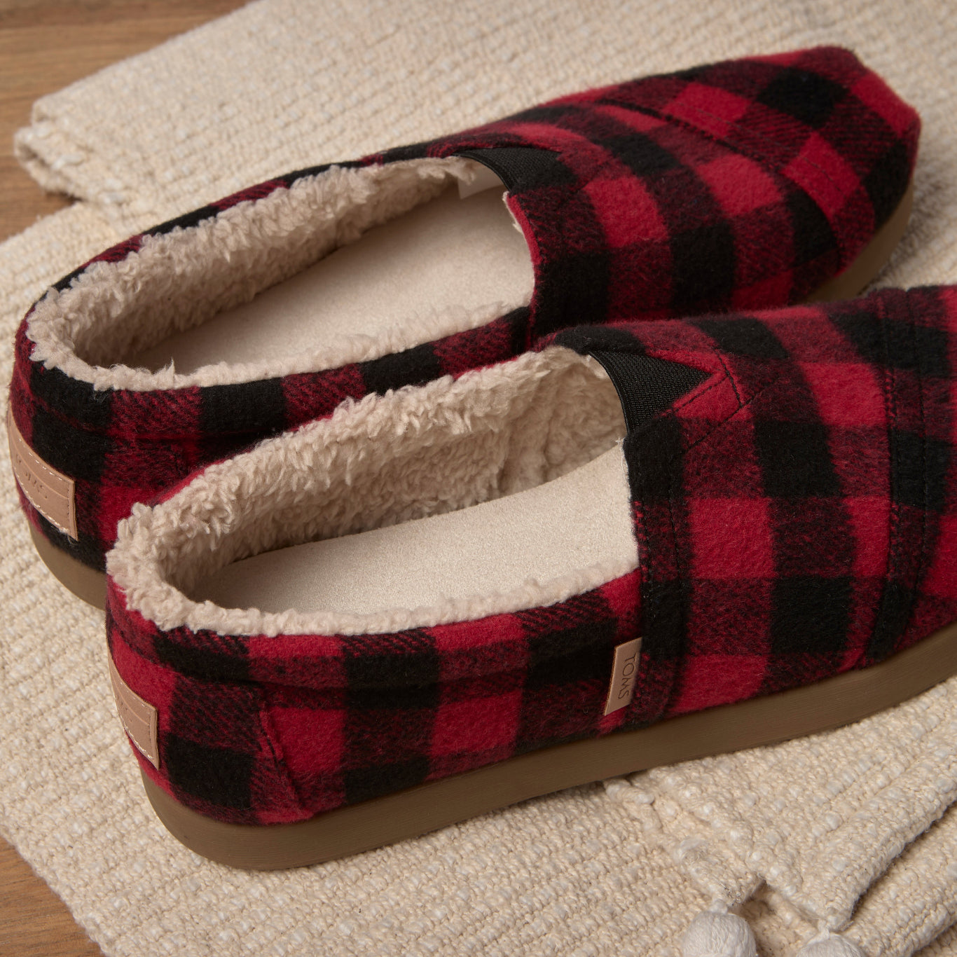 Men's Alp FWD in Red Cozy Buffalo Plaid with Faux Shearling Laydown