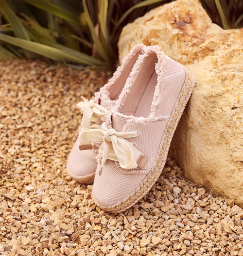 Carolina Lace-Up Espadrille Pale Rose Beachside Woven