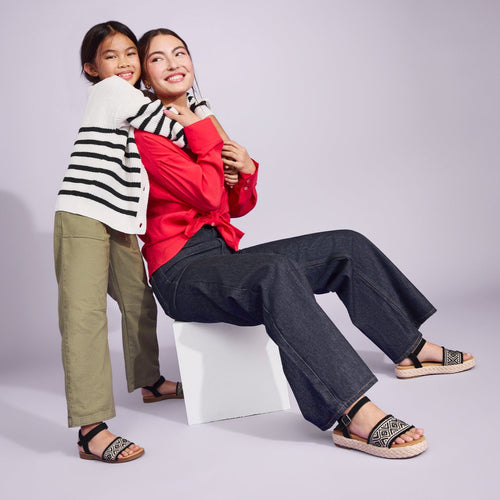 On figure image of the Black Dimond Global Woven Abby Espadrille Sandals