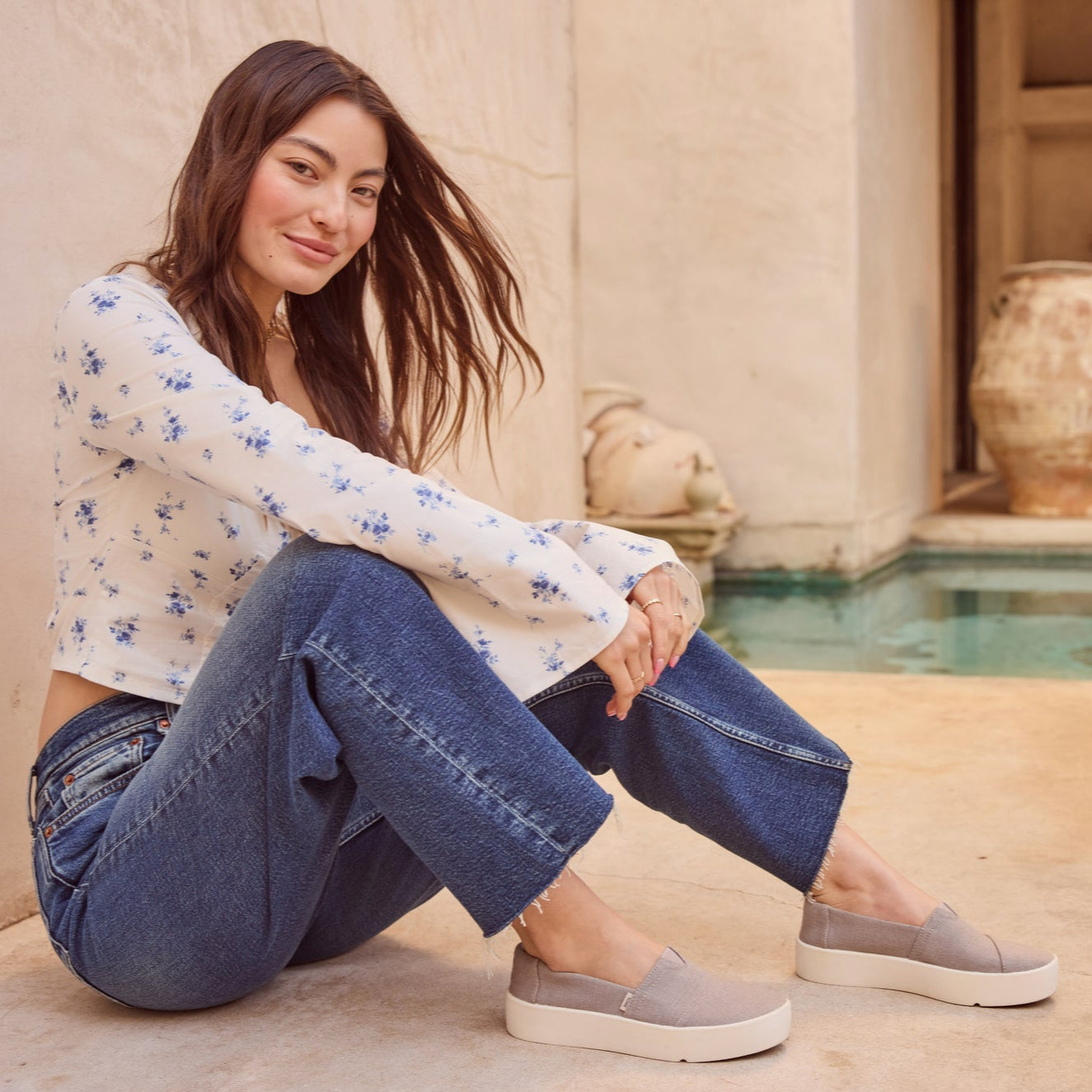 On figure image of the morning dove heritage canvas Verona slip on sneakers