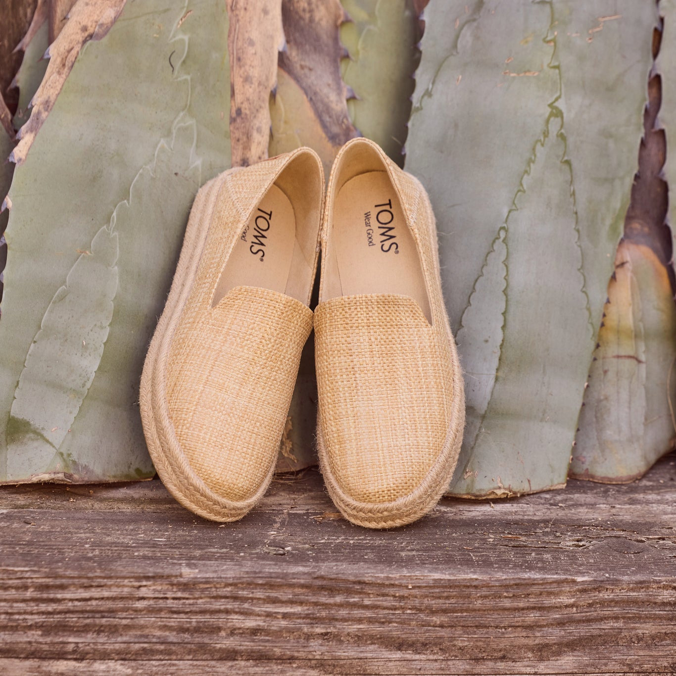 Laydown image of the Carolina Almond Raffia Espadrille