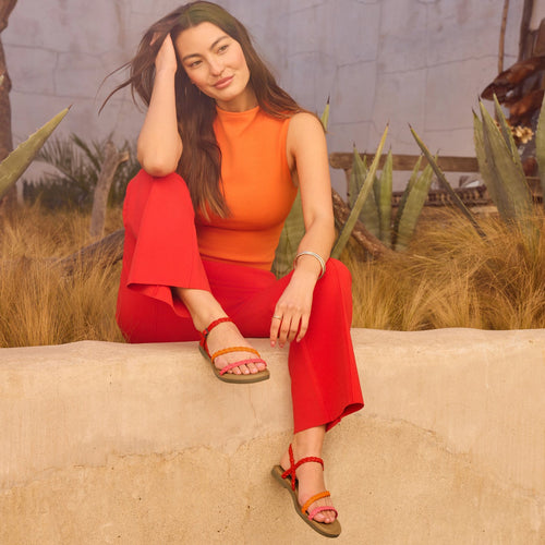 On figure image of the flame synthetic braid Kira sandals