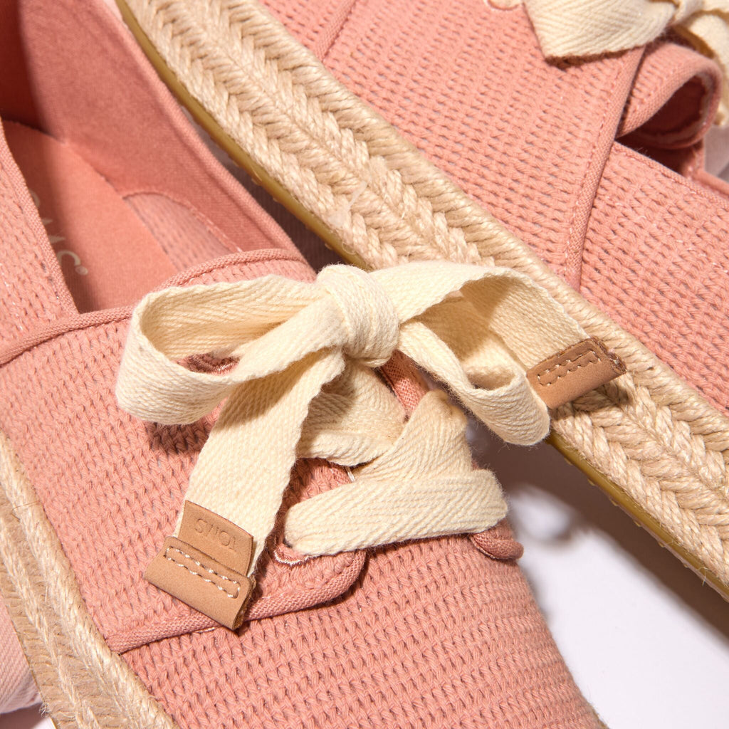 Up close detail image of the mesh bloom Carolina lace up espadrille